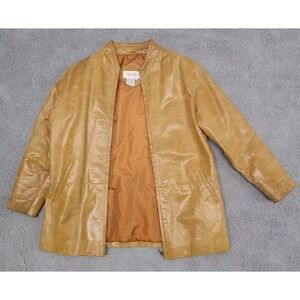 Venezia Jacket Womens A4 Golden Brown Textured Leather Crocodile Pattern Zip Up